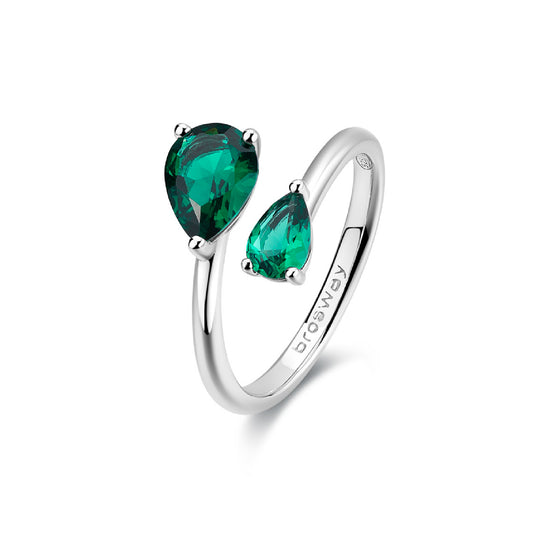 Anello Brosway Fancy in argento rodiato con zirconi verdi BW.FLG114