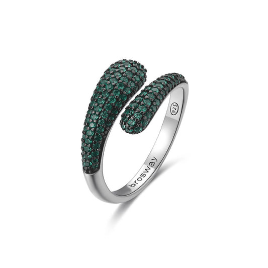Anello Brosway Fancy in argento con zirconi verdi da donna BW.FLG123