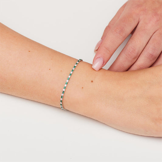Bracciale tennis Brosway Fancy argento con zirconi verdi 18 cm