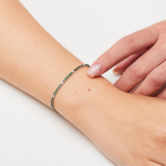 Bracciale Brosway Fancy argento con zirconi bianchi verdi 18 cm