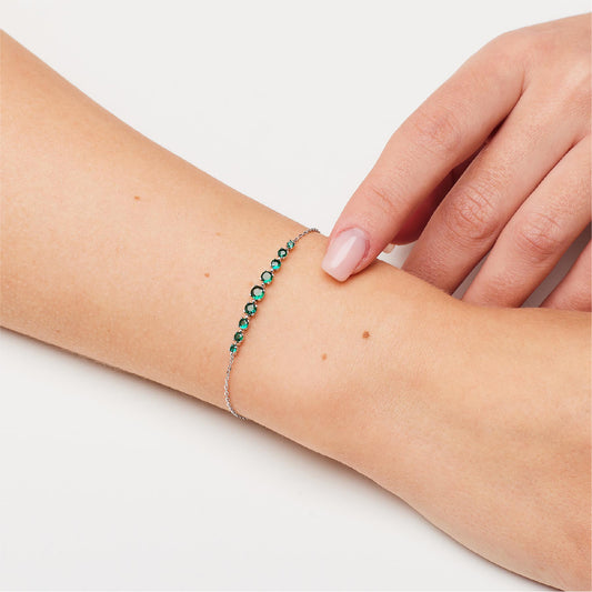 Bracciale catena Brosway Fancy argento con zirconi verdi 18 cm