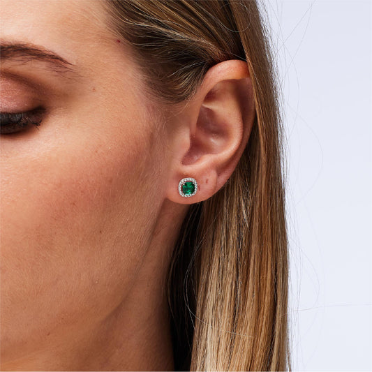 Orecchini lobo Brosway Fancy argento con zirconi verdi MISURA UNICA