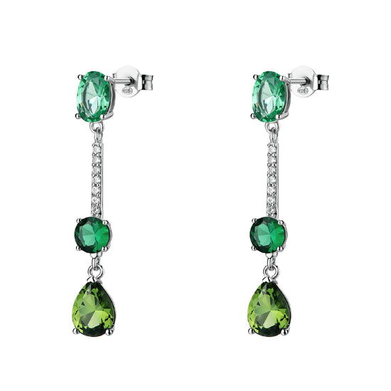 Orecchini Brosway Fancy argento con zirconi bianchi e verdi MISURA UNICA