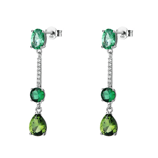 Orecchini Brosway Fancy argento con zirconi bianchi e verdi MISURA UNICA