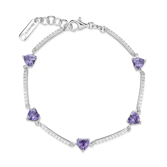 Bracciale Brosway Fancy in argento con zirconi a cuore viola BW.FMP119