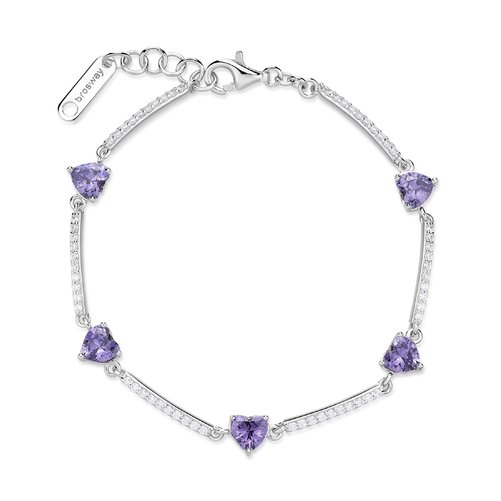 Bracciale Brosway Fancy in argento con zirconi a cuore viola BW.FMP119