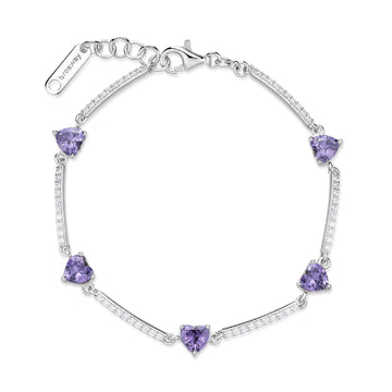 Bracciale Brosway Fancy in argento con zirconi a cuore viola BW.FMP119