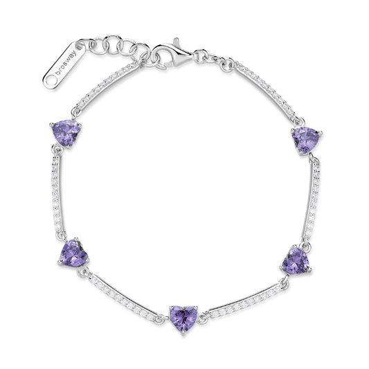 Bracciale Brosway Fancy in argento con zirconi a cuore viola BW.FMP119