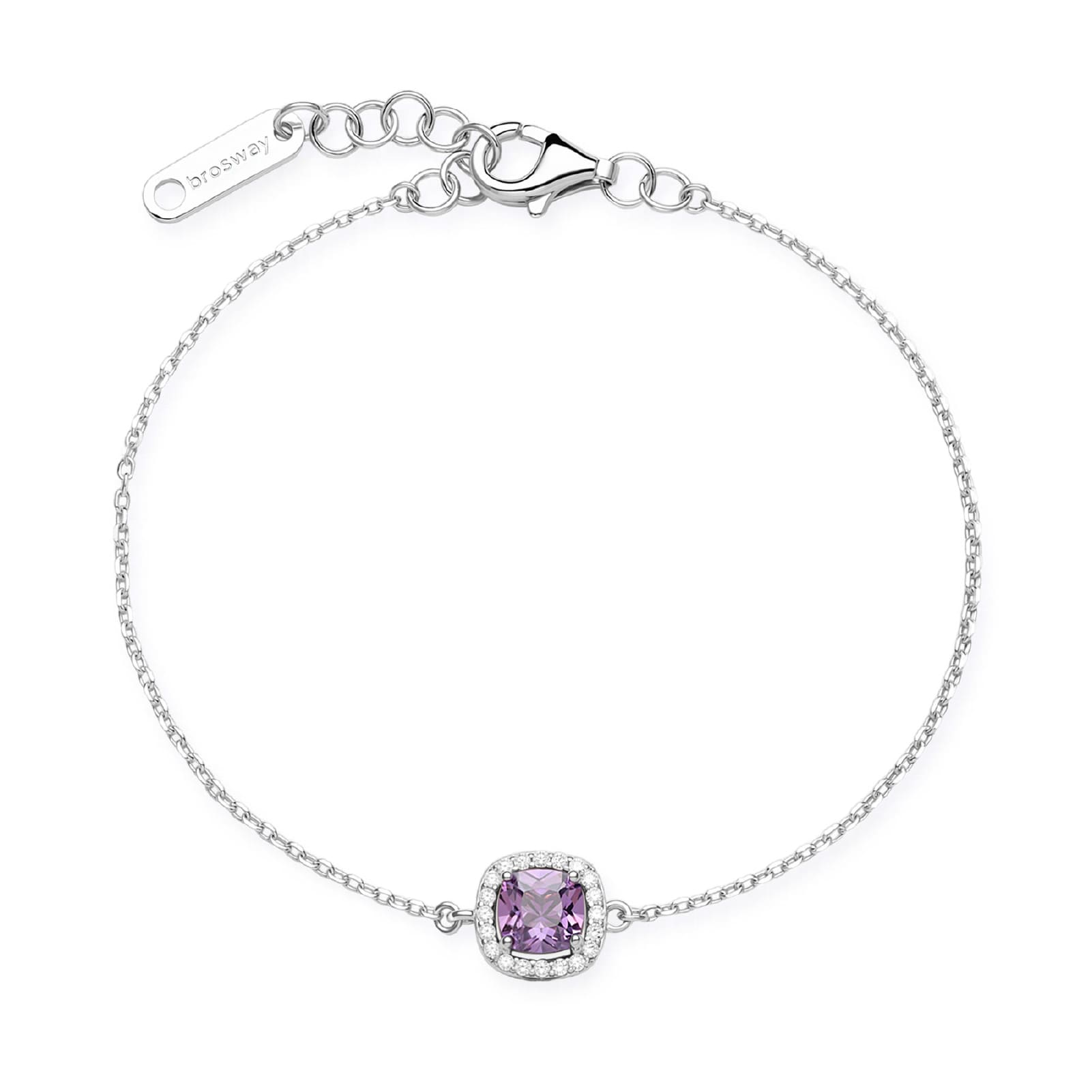 Bracciale Brosway Fancy in argento con zirconi viola e bianco 18 cm