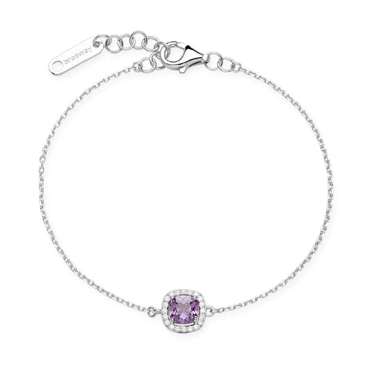 Bracciale Brosway Fancy in argento con zirconi viola e bianco 18 cm