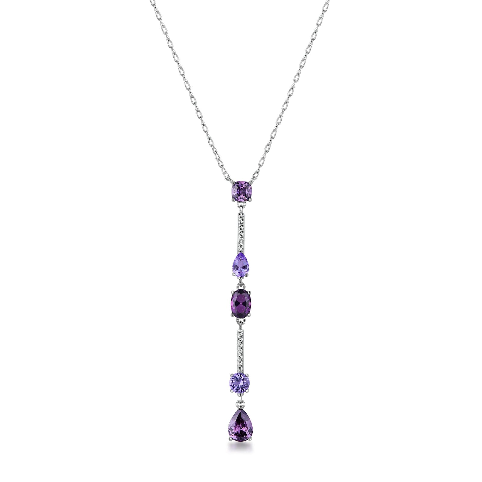 Collana Brosway Fancy in argento con zirconi bianchi e viola MISURA UNICA