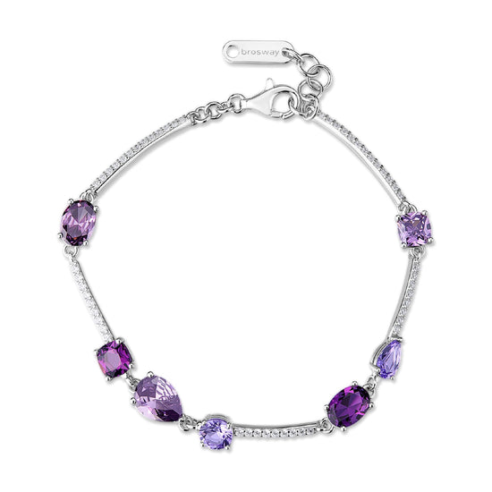 Bracciale Brosway Fancy argento con zirconi bianchi e viola 18 cm