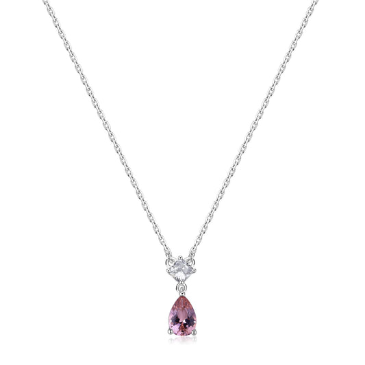 Collana Brosway Fancy in argento rodiato con zircone rosa MISURA UNICA