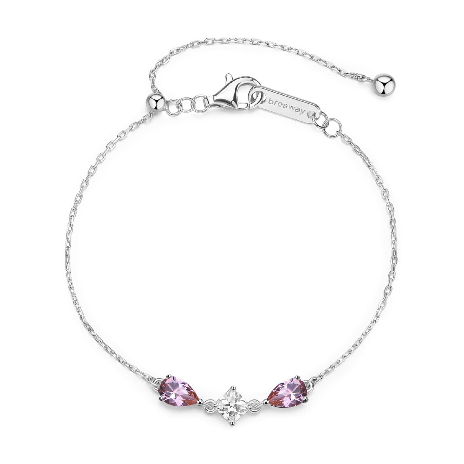 Bracciale Brosway Fancy in argento rodiato con zirconi rosa 18,5 cm