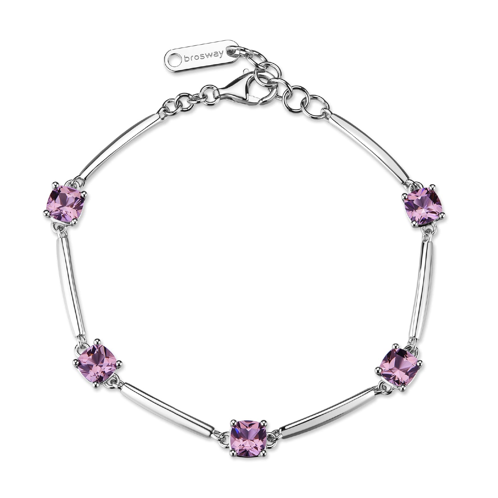 Bracciale semrigido Brosway Fancy in argento con zirconi rosa 17,5 cm
