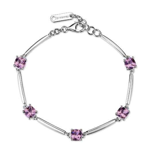 Bracciale semrigido Brosway Fancy in argento con zirconi rosa 17,5 cm