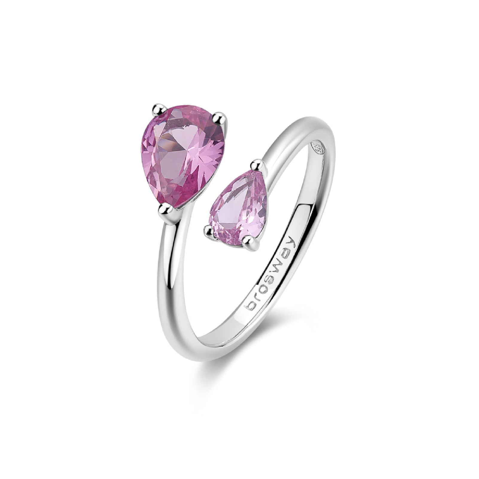 Anello Brosway Fancy in argento rodiato con zirconi rosa BW.FVP114