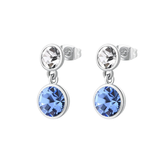 Orecchini pendenti donna Brosway Symphonia in acciaio due cristalli azzurro bianco BYM174-1