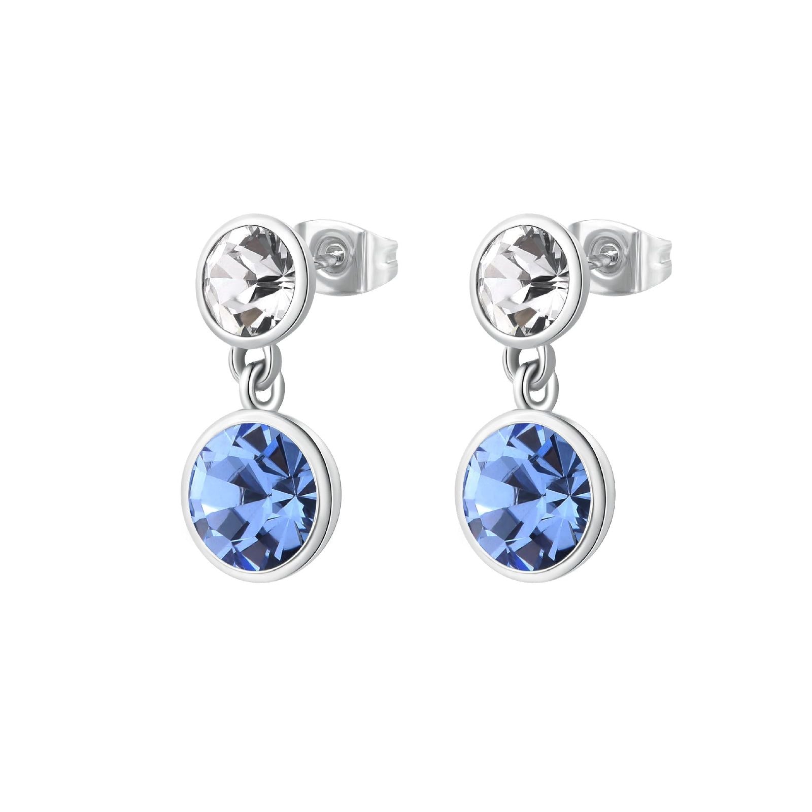 Orecchini pendenti donna Brosway Symphonia in acciaio due cristalli azzurro bianco BYM174-1