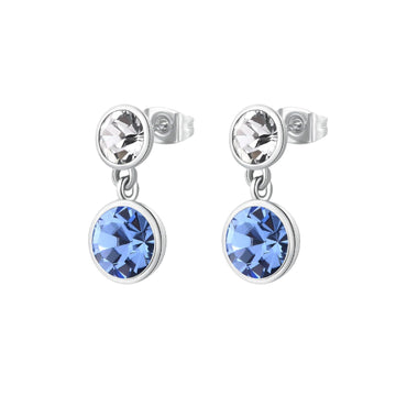 Orecchini pendenti donna Brosway Symphonia in acciaio due cristalli azzurro bianco BYM174-1