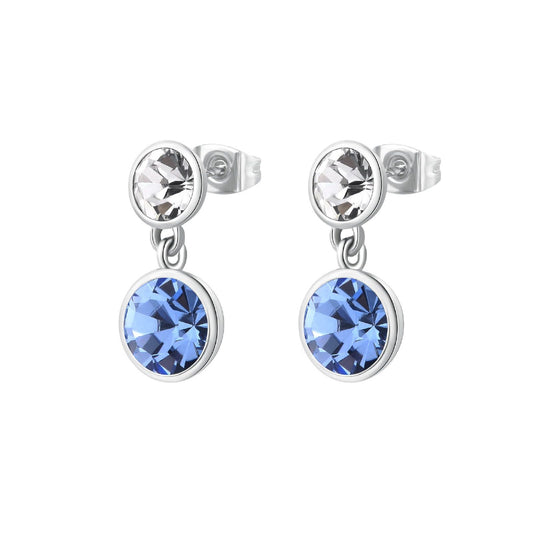 Orecchini pendenti donna Brosway Symphonia in acciaio due cristalli azzurro bianco BYM174-1