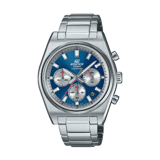 Orologio cronografo Casio Edifice in acciaio argento e blu CA.EFB730D2AVUE