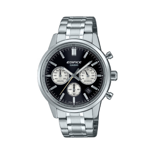 Orologio cronografo Casio in acciaio con quadrante nero MISURA UNICA