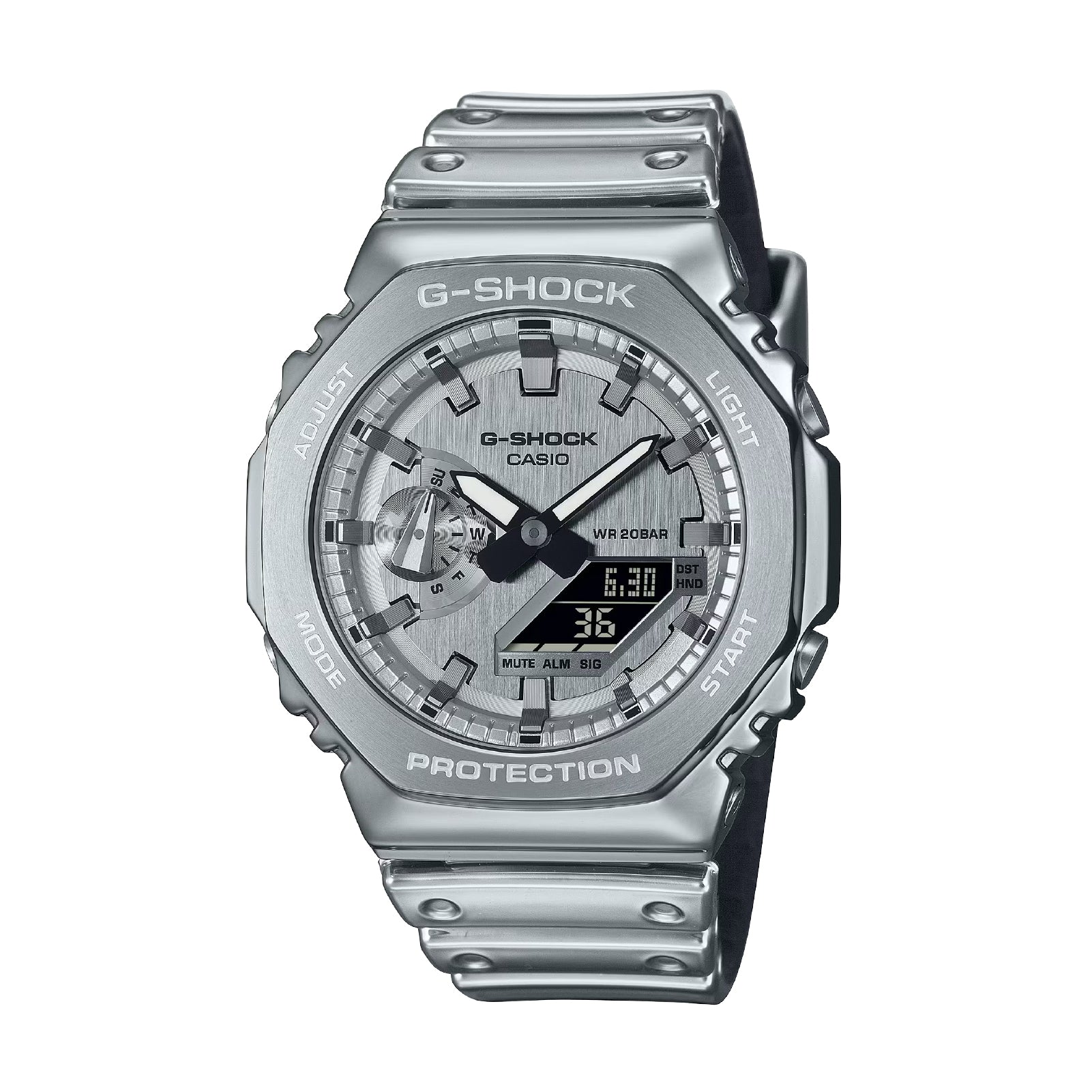 Orologio Casio analogico digitale in resina color argento MISURA UNICA