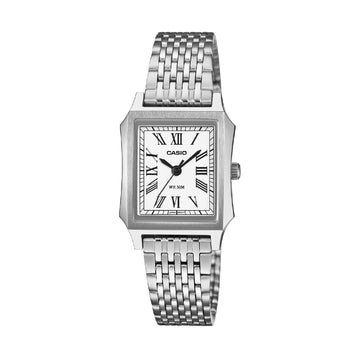 Orologio analogico Casio Timeless in acciaio argento bianco MISURA UNICA