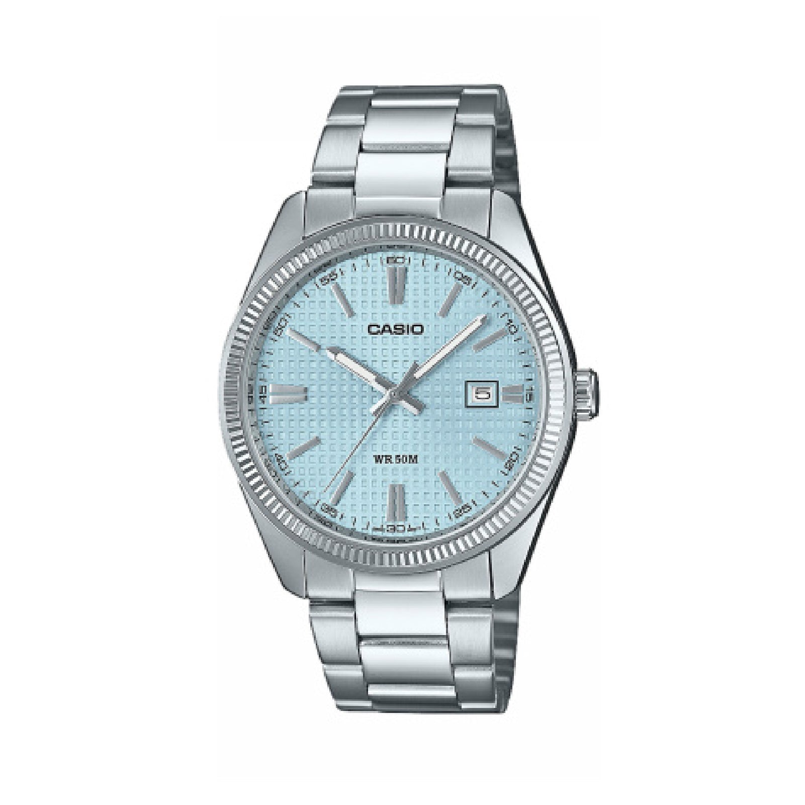 Orologio analogico Casio Timeless in acciaio argento e azzurro CA.MTP1302PE2AV