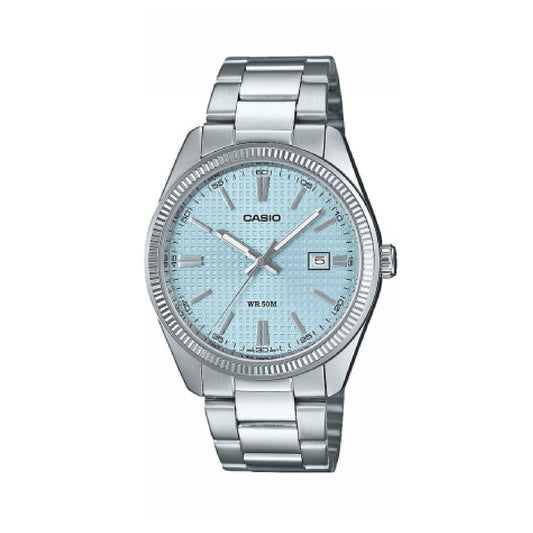 Orologio analogico Casio Timeless in acciaio argento e azzurro CA.MTP1302PE2AV