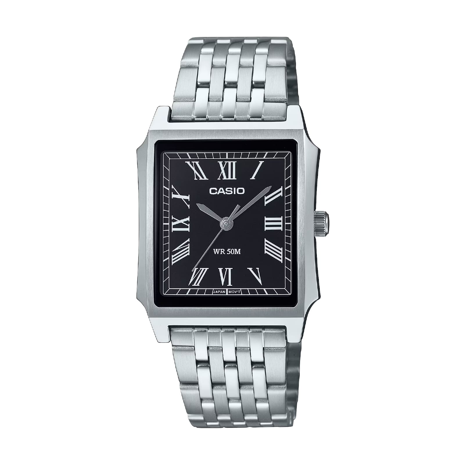 Orologio Casio in acciaio con quadrante squadrato nero MISURA UNICA