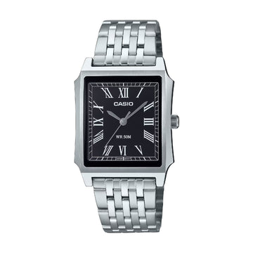 Orologio Casio in acciaio con quadrante squadrato nero MISURA UNICA