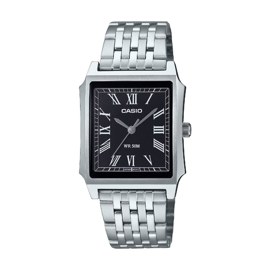 Orologio Casio in acciaio con quadrante squadrato nero MISURA UNICA