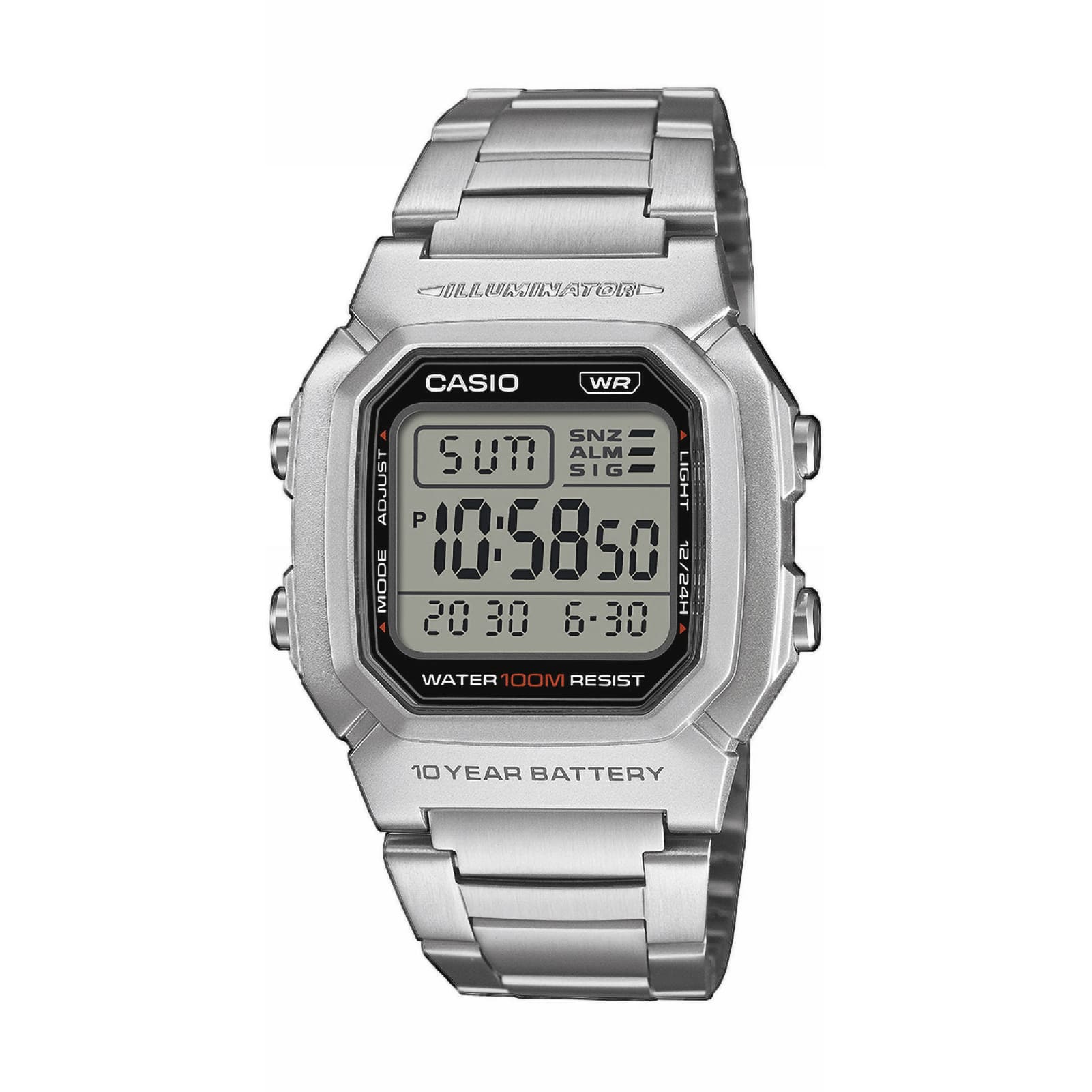 Orologio digitale Casio cassa in resina e bracciale acciaio MISURA UNICA