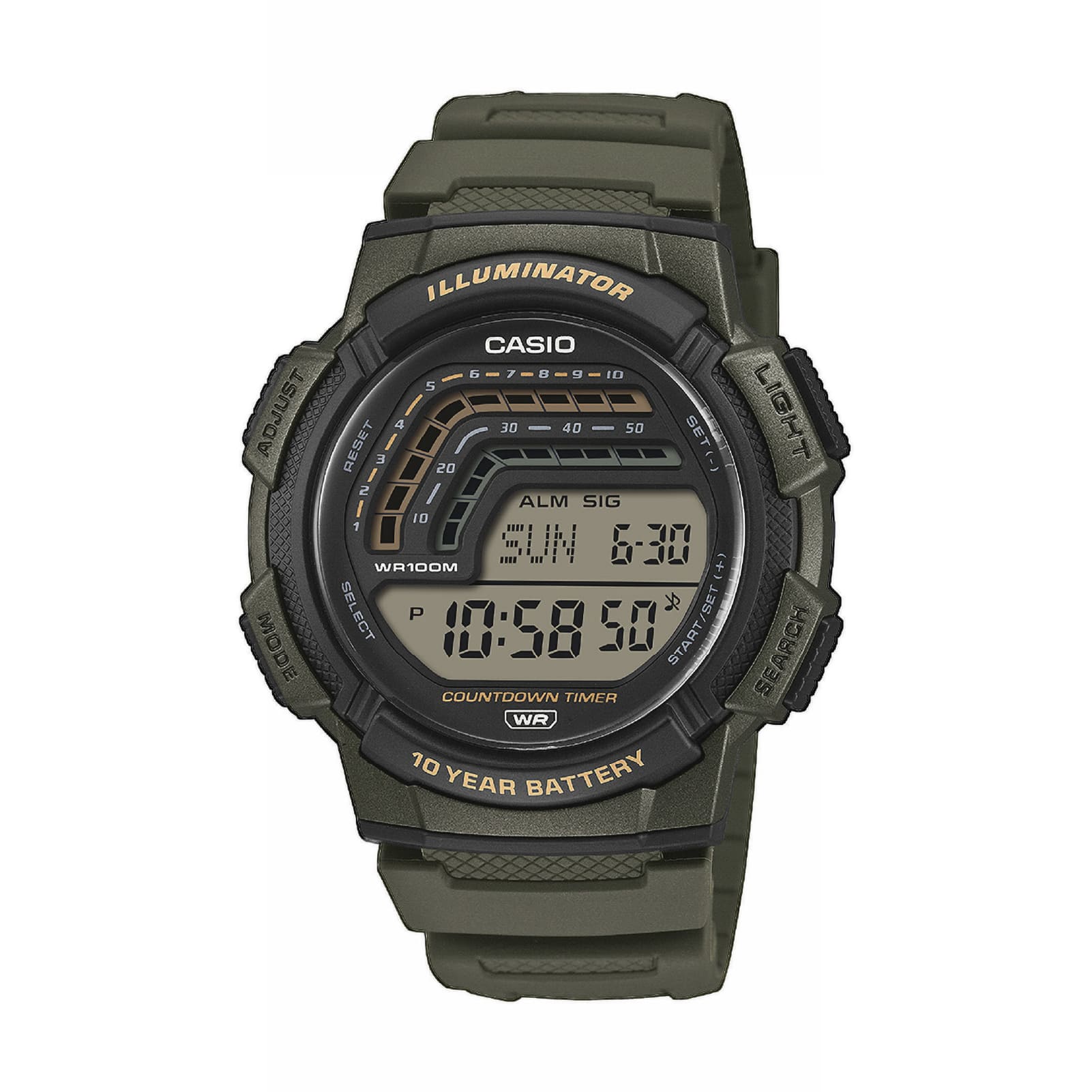 Orologio Casio Collection con cinturino verde e cassa 45 mm MISURA UNICA