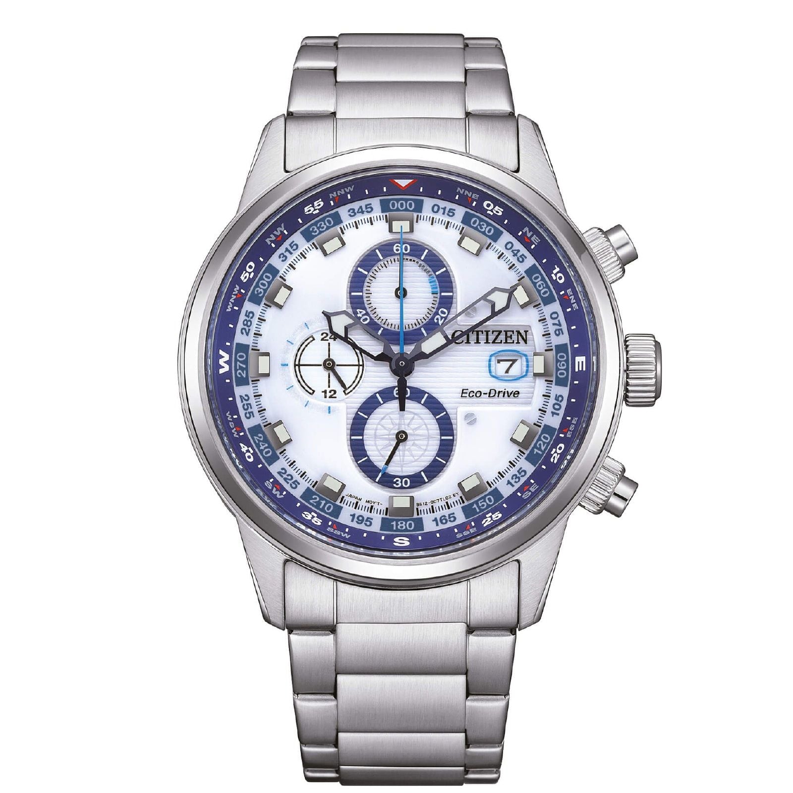 Orologio cronografo uomo Citizen Sporty in acciaio con quadrante bianco 42mm CA0860-80A-1