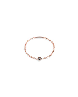 Anello solitario della collezione Burato Solitaire donna in oro rosa 18kt con catena morbida diamante nero carati 0,03 CA395