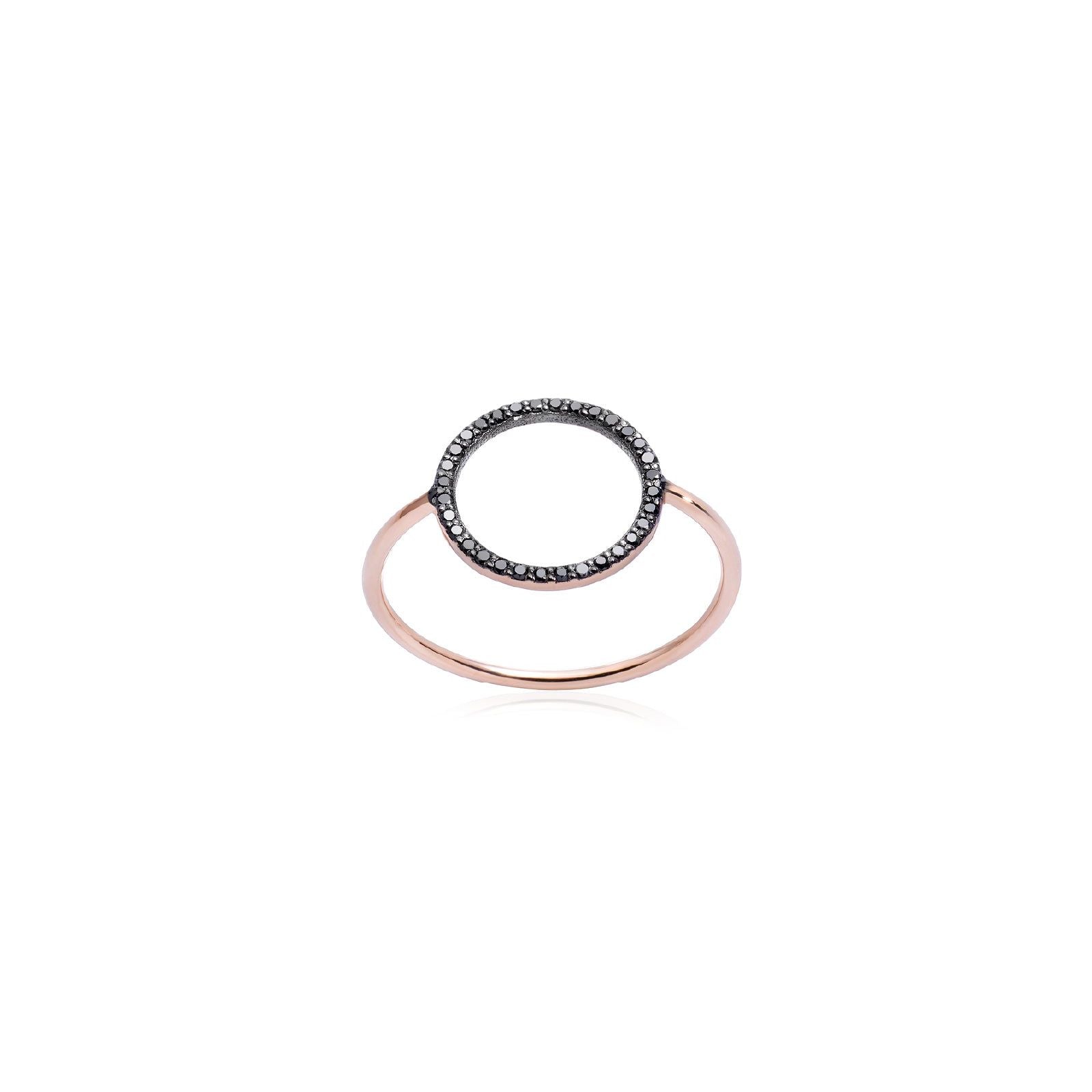 Anello donna Burato Linee ed Archi oro rosa cerchio diamanti neri 0,16ct CA397-1