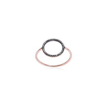 Anello donna Burato Linee ed Archi oro rosa cerchio diamanti neri 0,16ct CA397-1