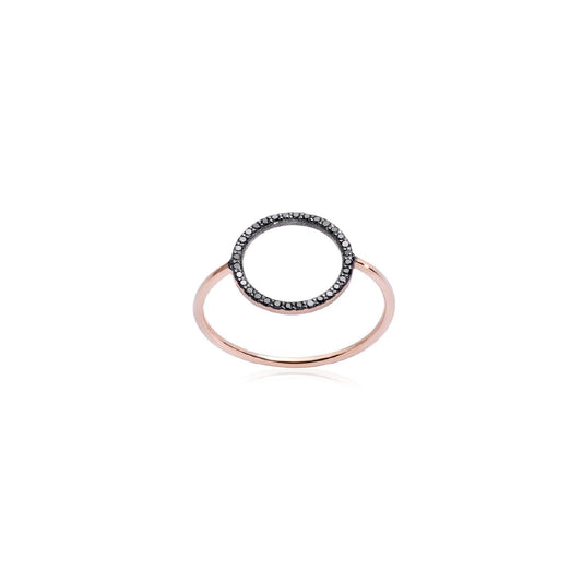 Anello donna Burato Linee ed Archi oro rosa cerchio diamanti neri 0,16ct CA397-1