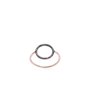 Anello della collezione Burato Linee ed Archi da donna in oro rosa 18kt con cerchio impreziosito da diamanti neri 0,16ct CA397