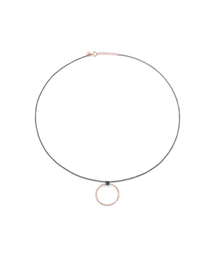 Collana girocollo Burato Linee ed Archi da donna con catena in argento nero e cerchio in oro rosa 18kt CA405
