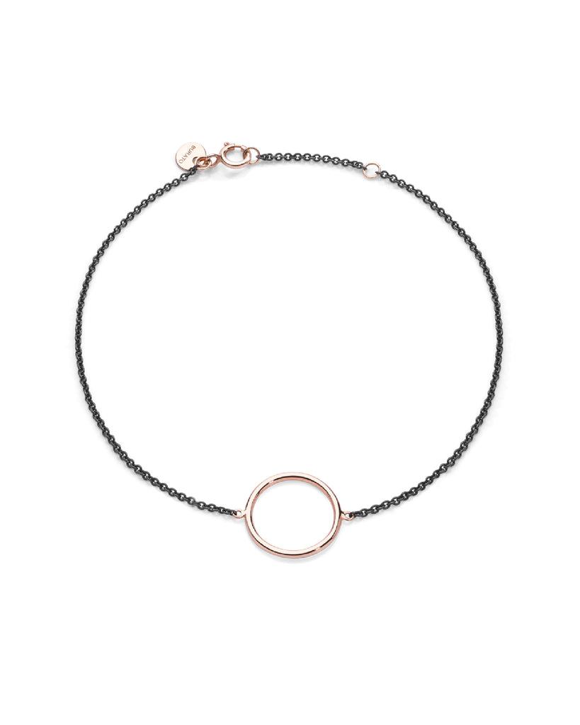 Bracciale catena Burato Linee ed Archi da donna con catena in argento nero e cerchio in oro rosa 18ktCA415