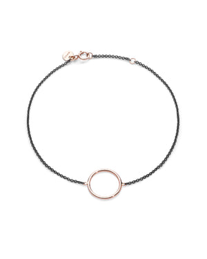 Bracciale catena Burato Linee ed Archi da donna con catena in argento nero e cerchio in oro rosa 18ktCA415