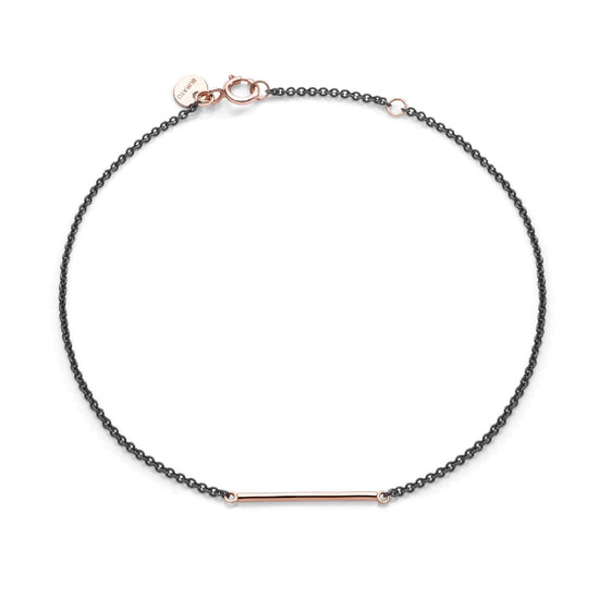 Bracciale donna Burato Linee ed Archi con linea oro rosa e argento nero CA418-1