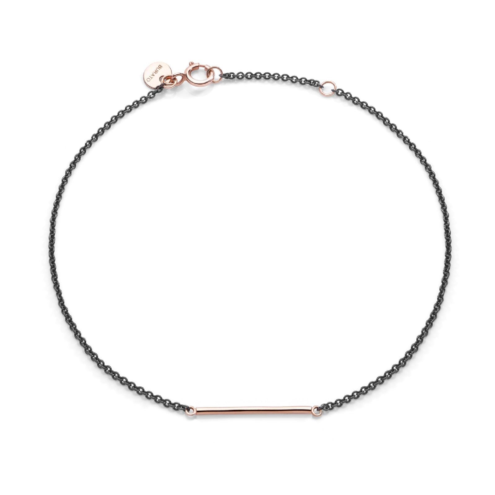 Bracciale donna Burato Linee ed Archi con linea oro rosa e argento nero CA418-1