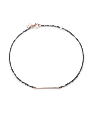 Bracciale catena Burato Linee ed Archi da donna con catena in argento nero e una linea in oro rosa CA418