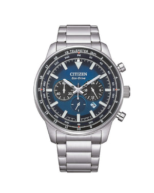 Orologio cronografo da uomo Citizen Outdoor con cassa 44 mm e bracciale in acciaio con quadrante blu CA4500-91L