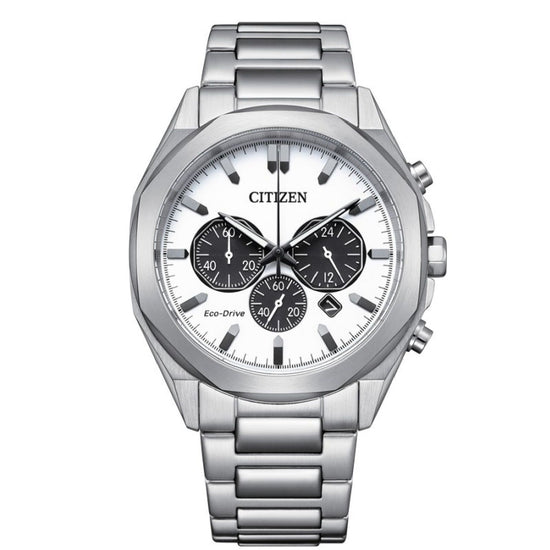 Orologio crono uomo Citizen Modern Classic in acciaio con quadrante bianco 41mm CA4590-81A-1